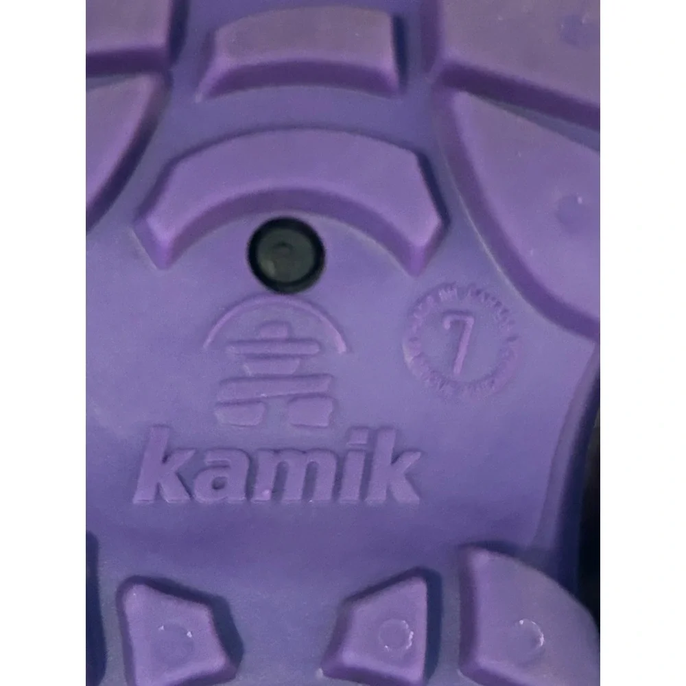 Kamik Toddler Girls Purple Black Faux Fur Trim Winter Snow Boots Sz. 7 Insulated